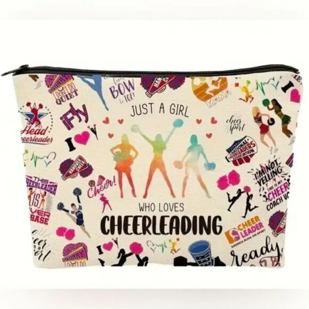 NWT Canvass “Cheerleader” Zipper Bag Makeup
